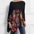 Chemisiers1 Femmes Décontracté Floral Printemps / Automne Micro-élasticité Ample Jersey Manches Longues Col Rond Régulier