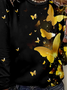 T-shirts Décontracté Printemps / Automne Papillon Micro-élasticité Jersey Manches Longues Col Rond Régulier Droit pour Femmes