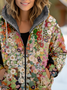 Sweat-shirt à Capuche Manches Longues Épaissi Floral Blouson pour Femmes