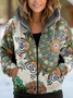 Sweat-shirt à Capuche Manches Longues Épaissi Floral Blouson pour Femmes