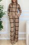 Deux Pièces Ensembles Décontracté Printemps / Automne Plaid Naturel Micro-élasticité Manches Longues Laine/Tricot Droit Régulier pour Femmes