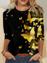 T-shirts Décontracté Printemps / Automne Papillon Micro-élasticité Jersey Manches Longues Col Rond Régulier Droit pour Femmes