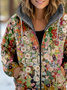 Sweat-shirt à Capuche Manches Longues Épaissi Floral Blouson pour Femmes