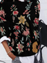 Sweat-shirts Femmes Décontracté Floral Printemps / Automne Polyester Zip Ample Col Rond Régulier Régulier