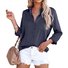Chemises Décontracté Plain Printemps / Automne Micro-élasticité Ample Régulier Boucle Régulier Col de Chemise pour Femmes