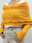 Pulls Boho Plain Printemps / Automne Acrylique Micro-élasticité Coupe Régulière Manches Longues O-Ligne À Épaules Dénudées pour Femmes
