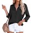 Chemises Décontracté Plain Printemps / Automne Micro-élasticité Ample Régulier Boucle Régulier Col de Chemise pour Femmes