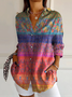 Chemises Femmes Rétro Floral Printemps / Automne Boutonné Aucune élasticité Quotidien Manches Longues Droit Col de Chemise
