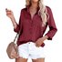 Chemises Décontracté Plain Printemps / Automne Micro-élasticité Ample Régulier Boucle Régulier Col de Chemise pour Femmes