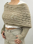 Pulls Boho Plain Printemps / Automne Acrylique Micro-élasticité Coupe Régulière Manches Longues O-Ligne À Épaules Dénudées pour Femmes