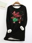 Sweat-shirts Décontracté Hiver Noël Polyester Aucune élasticité Ample Col Rond Mi-long en Toison pour Femmes