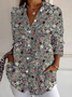 Chemises Femmes Décontracté Floral Printemps / Automne Polyester Ample Manches Longues Droit Régulier Col de Chemise