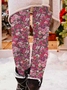 Pantalons De Yoga Femmes Décontracté Floral Toutes Les Saisons Quotidien Noël Long Legging Droit Régulier