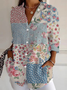 Chemises Femmes Décontracté Floral Printemps / Automne Polyester Ample Manches Longues Droit Régulier Col de Chemise