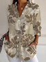 Chemises Femmes Décontracté Floral Printemps / Automne Polyester Ample Manches Longues Droit Régulier Col de Chemise