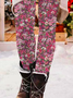 Pantalons De Yoga Femmes Décontracté Floral Toutes Les Saisons Quotidien Noël Long Legging Droit Régulier