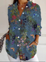 Chemises Femmes Décontracté Floral Printemps / Automne Polyester Ample Manches Longues Droit Régulier Col de Chemise