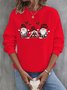 Sweat-shirts Décontracté Printemps / Automne Noël Micro-élasticité Vacances Ample Pull-over Col Rond Régulier pour Femmes
