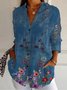 Chemises Ombre Décontracté Printemps / Automne Polyester Aucune élasticité Ample Manches Longues Régulier Col de Chemise pour Femmes