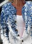 Col Rond Manches Longues Épaissi Floral Blouson pour Femmes