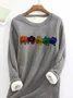 Sweat-shirts Décontracté Floral Hiver Naturel Aucune élasticité Quotidien Ample Mi-long en Toison pour Femmes