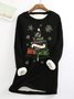 Sweat-shirts Femmes Décontracté Hiver Noël Polyester Aucune élasticité Manches Longues Col Rond Mi-long Droit