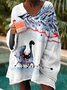 Sweat-shirts Décontracté Floral Printemps / Automne Col V Quotidien Noël Manches Longues Mi-long Régulier pour Femmes
