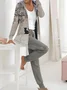Deux Pièces Ensembles Femmes Géométrique Décontracté Printemps / Automne Sweat-shirt à Capuche Naturel Ample Jersey Manches Longues Régulier