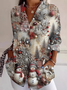 Chemises Femmes Floral Décontracté Printemps / Automne Polyester Ample Manches Longues Régulier Régulier Col de Chemise
