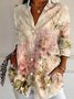 Chemises Femmes Rétro Floral Printemps / Automne Boutonné Aucune élasticité Quotidien Manches Longues Droit Col de Chemise