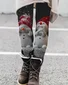 Pantalons De Yoga Femmes Décontracté Toutes Les Saisons Père Noël Polyester Micro-élasticité Fête Taille Moyenne Ligne T Régulier