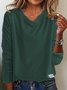 T-shirts Décontracté Plain Printemps / Automne Col V Micro-élasticité Quotidien Ample Jersey Manches Longues pour Femmes