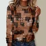 T-shirts Femmes Décontracté Ethnique Printemps / Automne Ample Jersey Manches Longues Col Rond Régulier Droit