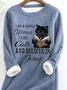 Sweat-shirts Décontracté Hiver Imprimé de Lettre Motif Aucune élasticité Quotidien Ample Col Rond Mi-long Droit pour Femmes