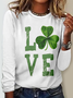 T-shirts Femmes Décontracté Printemps / Automne trèfle à quatre feuilles Micro-élasticité Quotidien Ample Jersey Régulier Droit