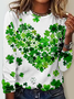 T-shirts Femmes Décontracté Printemps / Automne trèfle à quatre feuilles Micro-élasticité Quotidien Ample Jersey Régulier Droit