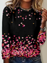 T-shirts Femmes Décontracté Floral Printemps / Automne Micro-élasticité Ample Jersey Col Rond Régulier Régulier