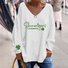 Sweat-shirts Décontracté Floral Printemps / Automne Polyester Col V Micro-élasticité Ample Manches Longues Régulier pour Femmes