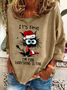Sweat-shirts Femmes Décontracté Printemps / Automne Noël Quotidien Ample Col Rond en Mélangé de Coton Régulier Droit