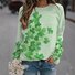 Sweat-shirts Femmes Décontracté Printemps / Automne trèfle à quatre feuilles Micro-élasticité Quotidien Ample Col Rond Régulier St.Le jour de Patrick