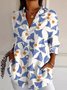 Chemises Femmes Décontracté Floral Printemps / Automne Aucune élasticité Quotidien Manches Longues Droit Régulier Col de Chemise