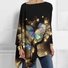 Chemisiers1 Femmes Décontracté Papillon Printemps / Automne Micro-élasticité Jersey Manches Longues Col Rond Droit Régulier