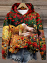 Sweat-shirts Femmes Décontracté Floral Printemps / Automne Sweat-shirt à Capuche Quotidien Ample Manches Longues Régulier Droit