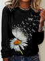 T-shirts Décontracté Floral Printemps / Automne Micro-élasticité Quotidien Col Rond Régulier Droit Régulier pour Femmes