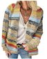 Cardigans Décontracté Printemps / Automne Multicolore Bloc Quotidien Ample Manches Longues Fil/fil de laine Droit Régulier pour Femmes