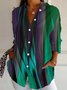 Chemises Ombre Décontracté Printemps / Automne Polyester Aucune élasticité Ample Manches Longues Régulier Col de Chemise pour Femmes