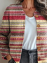 Cardigans Rayé Ethnique Hiver Poids lourd Quotidien Manches Longues Fil/fil de laine Mi-long Droit pour Femmes