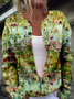 Cardigans Ethnique Floral Printemps / Automne Micro-élasticité Vacances Ample Manches Longues Régulier Droit pour Femmes