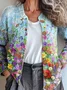 Cardigans Femmes Boho Ethnique Printemps / Automne Tricoté Faire la navette Ample Col Rond Droit Régulier