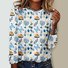 T-shirts Décontracté Abstrait Printemps / Automne Micro-élasticité Quotidien Ample Jersey Manches Longues Régulier pour Femmes